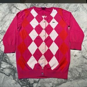 Lacoste Argyle Cardigan, Size M